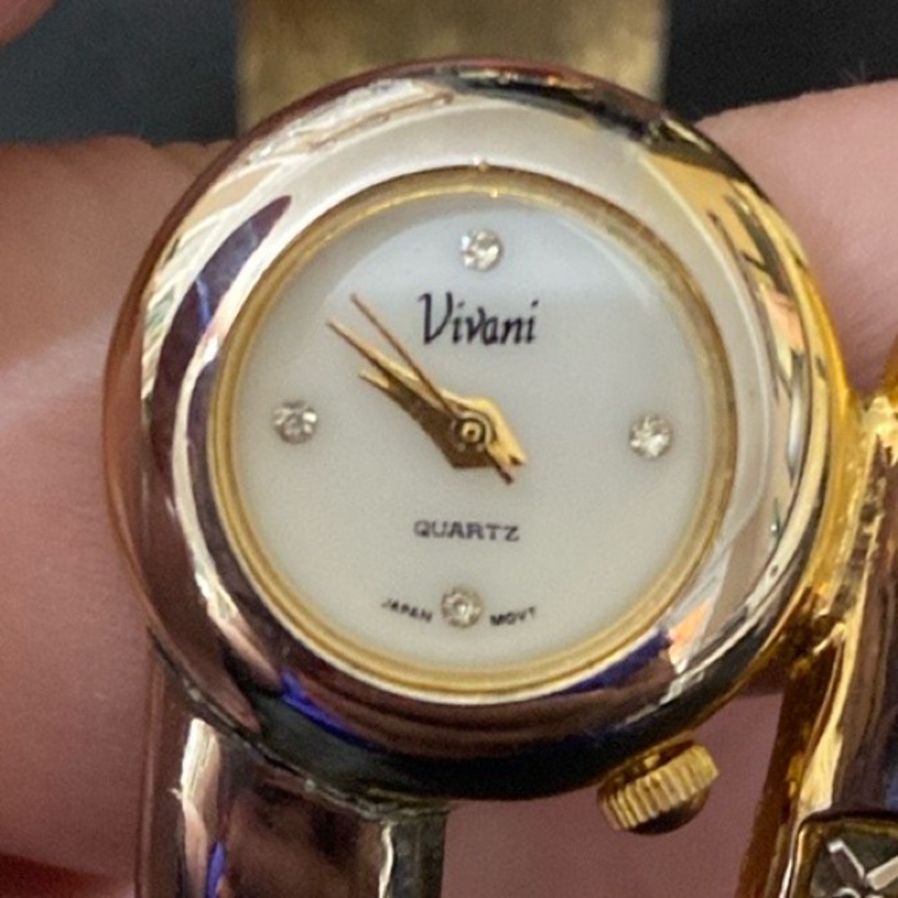 Vintage Vivani gold & silver tone cuff bracelet watch